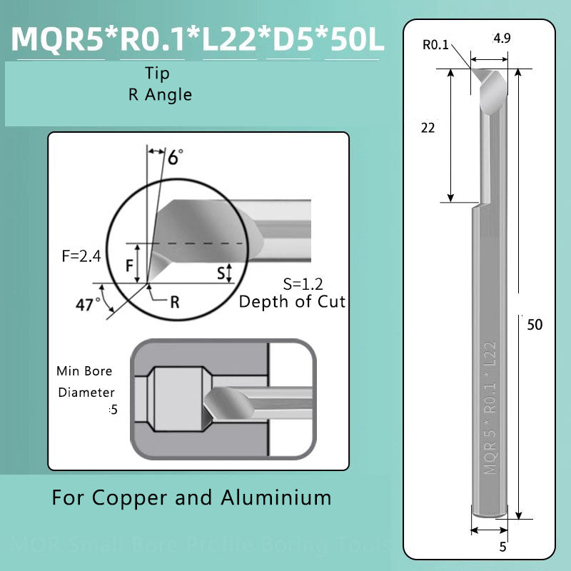 Small Hole Boring Tool Tungsten Steel Alloy MQR CNC Shockproof Inner Hole Boring Bar Micro Small Hole Turning Tool Shandong Denso Pricision Tools Co.,Ltd.